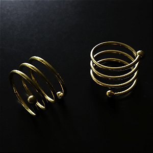 Porta Guardanapo de Tecido em Espiral - Metal Dourado, 2 lugares
