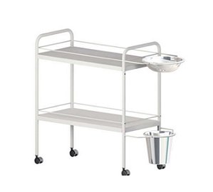 Carro Curativo com 4 rodas - Pintado - Com Balde e Bacia em Inox