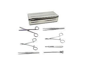 KIT CIRÚRGICO PARA DISSECAÇÃO E SUTURA – 07 PEÇAS