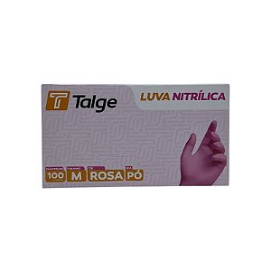 LUVA NITRÍLICA TALGE TAMANHO ( M ) S/ PÓ ROSA CAIXA C/ 100 UNID-