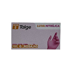 LUVA NITRÍLICA TALGE TAMANHO ( G ) S/ PÓ ROSA CAIXA C/ 100 UNID-