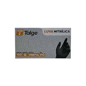 LUVA NITRÍLICA TALGE TAMANHO ( G ) S/ PÓ PRETA CAIXA C/ 100 UNID-