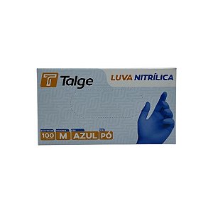 LUVA NITRÍLICA TALGE TAMANHO ( M ) S/ PÓ AZUL CAIXA C/ 100 UNID-