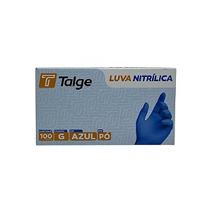 LUVA NITRÍLICA TALGE TAMANHO ( G ) S/ PÓ AZUL CAIXA C/ 100 UNID-