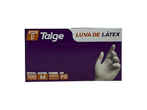 LUVA DE LÁTEX TALGE TAMANHO ( M ) C/ PÓ CAIXA C/ 100 UNID-