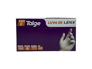 LUVA DE LÁTEX TALGE TAMANHO ( G ) C/ PÓ CAIXA C/ 100 UNID-