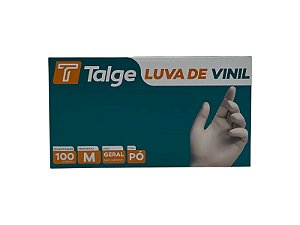 LUVA DE VINIL TALGE TAMANHO ( M ) C/ PÓ CAIXA 100 UNID