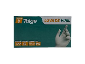 LUVA DE VINIL TALGE TAMANHO ( G ) C/ PÓ CAIXA C/ 100 UNID-