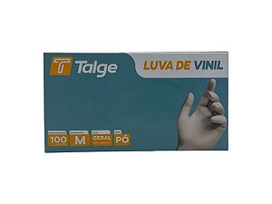 LUVA DE VINIL TALGE TAMANHO ( M ) S/ PÓ CAIXA C/ 100 UNID-