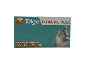 LUVA DE VINIL TALGE TAMANHO ( G ) S/ PÓ CAIXA C/ 100 UNID-