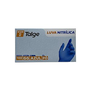 LUVA NITRÍLICA TALGE TAMANHO ( GG ) S/ PÓ AZUL CAIXA C/ 100 UNID-