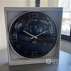 RELOGIO DE PAREDE DE PLASTICO CHRONOS PRETO COM DOURADO