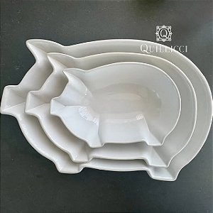Tigela Grande Pig Branca 48x24x8cm | Cerâmica