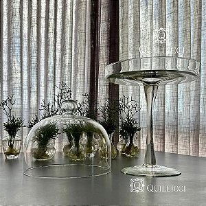 PORTA BOLO DE VIDRO TRANSPARENTE COM PÉ TAM P