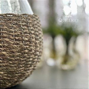 VASO DE VIDRO COM PALHA
