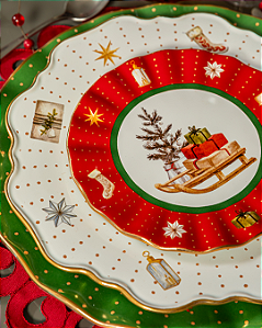 Prato Sobremesa Christmas Gifts 2 Vermelho