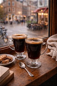 Jogo 4 Taças para Cappuccino Lines Butterfly 240ml | Vidro