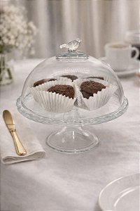 Boleira Bird com Pé e Tampa 30cm | Vidro (29,5x24cm)