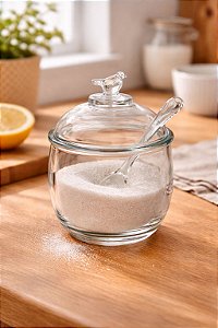 Açucareiro Bird com Tampa e Colher 150ml | Cristal Ecológico