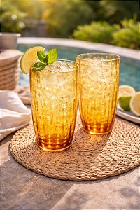 Jogo 2 Copos Altos Orquídea Âmbar 500ml | Vidro