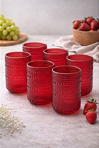 Copo pérola 6 un. rubi 460 ml | vidro