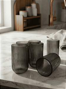 Copo versalhes 6 un. cinza 460 ml | vidro