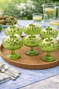 Taça sobremesa pérola 6 un. verde 310 ml | vidro