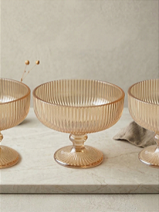 Taça sorvete versalhes 6 un. âmbar 310 ml | vidro 13x21