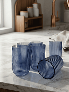 Copo versalhes 6 un. azul 460 ml | vidro