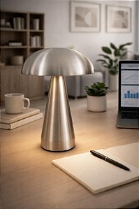 Luminária de mesa 1 un. modelo Mushroom prata | metal