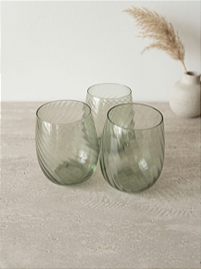 Copo Verde Texturizado Vidro 450ml Kit 3