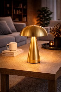 Luminária de mesa 1 un. modelo Mushroom dourada | metal 16x21