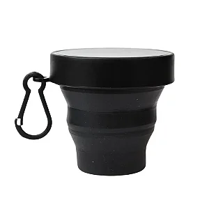 Copo Retrátil de Silicone com Mosquetão – 160ml | Tampa Rígida e Dobrável