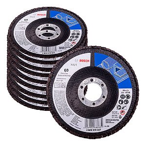 Disco 10 Unid Flap Bosch X421 Óxido Aluminio 115mm G60 Curvo