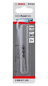 Broca para Metal PointTeQ 2,0mm 2UN BOSCH 2608577155