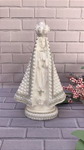 Nossa Senhora Aparecida com Pérolas Brancas 24cm