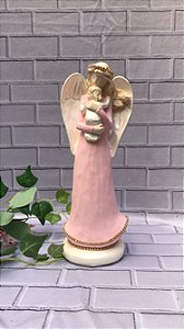 Anjo com Criança Rosa 25cm
