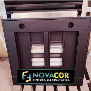 Pintura eletrostática em Coifa de aço galvanizado preto fosco