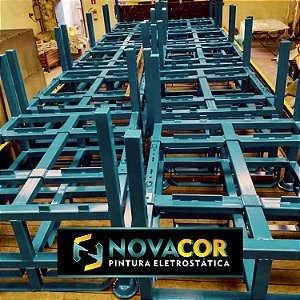 Pintura eletrostática em Rack Industrial de aço carbono Azul alto brilho