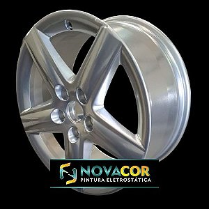 Pintura eletrostática em Roda na cor prata brilhante