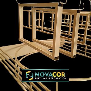 Pintura eletrostática em Aço carbono dourado semi bilho