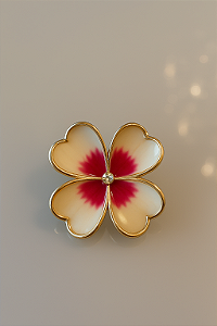 Presa Acrílica Flor Coração – Branco com Rosa