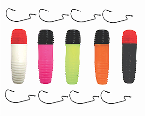 charutinho kit com 10 charutinho e 8 anzois 5/0 ewg