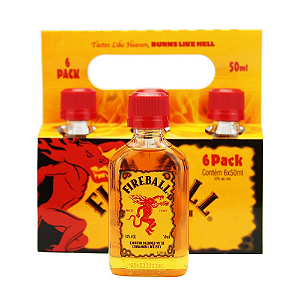 Fireball Whisky e Canela 6 Pack - 50ml cada