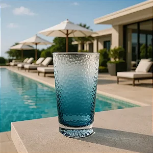 Copo Longo Acrílico Detalhe Degradê Azul Unidade - 562ml