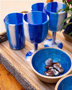 Taça Acrílica/Melamina Tie Dye Azul Área Externa- 250ml