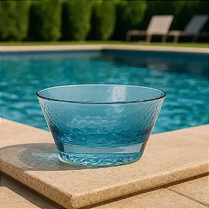 Bowl Acrílico Detalhe Degradê Azul Unidade - 14x14x7cm