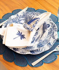 Prato Sobremesa Melamina/Acrílico Coqueiro Azul Área Externa - 20 cm