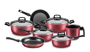 CONJUNTO SAFIRA MTA 7 PEÇAS ALUMINIO ANTIADERENTE COR CEREJA