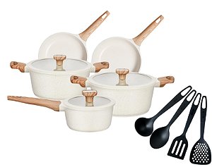 CONNUNTO DE PANELAS CERAMICO MTA TITANIUM + TALHERES